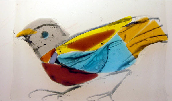 Chinese Pigeon - Fused glass tile