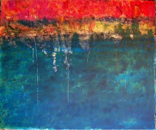 Waterloo Sunset - Oil on canvas with gold leaf